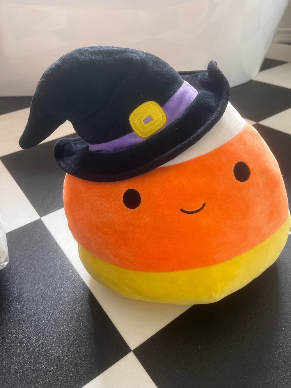 Squishmallows Candy Corn Witch Plush. Orange, Yellow, White & Black. 14”